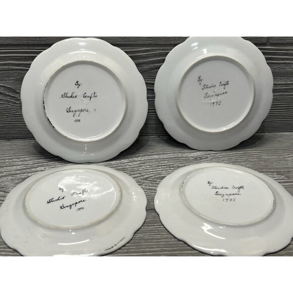 Studiocraft Singapore Handpainted 6” Decorative Plates Set of 4 Vintage 1972 - Picture 8 of 9